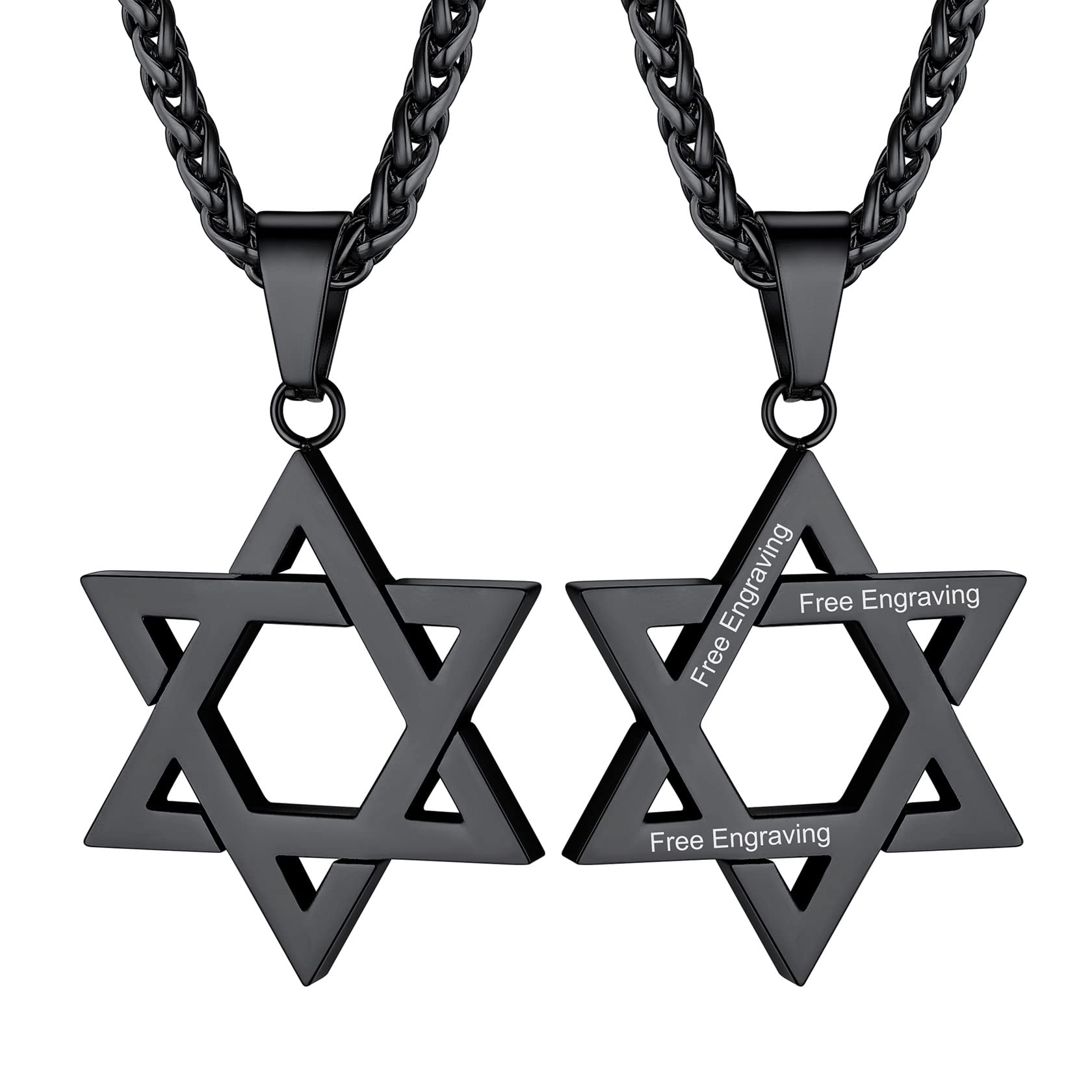 ChainsHouse Magen Star of David Necklace for Men Women, Stainless Steel/18K Gold Plated Hexagram/Dog Tag Pendant Jewish Israel Jewelry