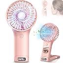 Verilux® Mini Portable Hand Fan, 4-Speed USB Rechargeable, Mirror, Pink gallery image