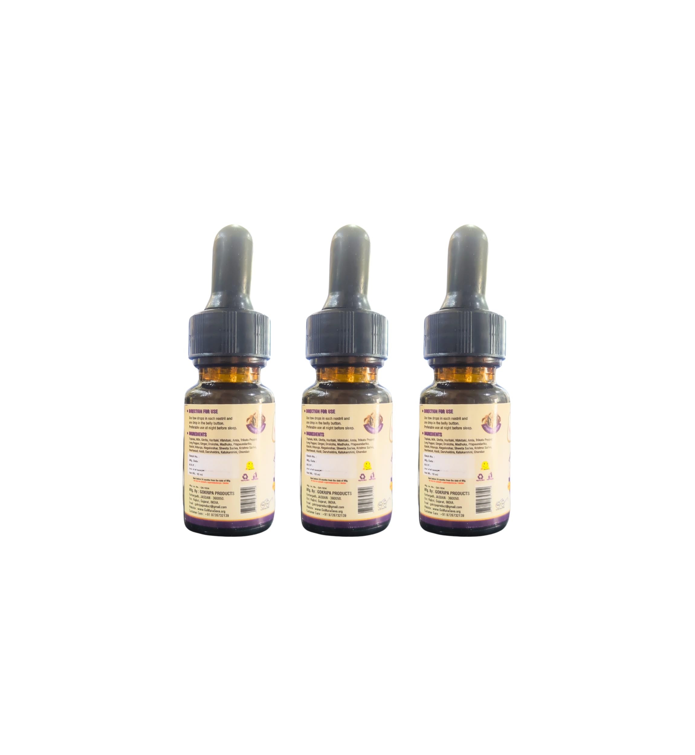 Goseva Triphala Ghrita Nasya 10ml (Pack of 3) - Ghee Nasal Drops — Amazon image 6