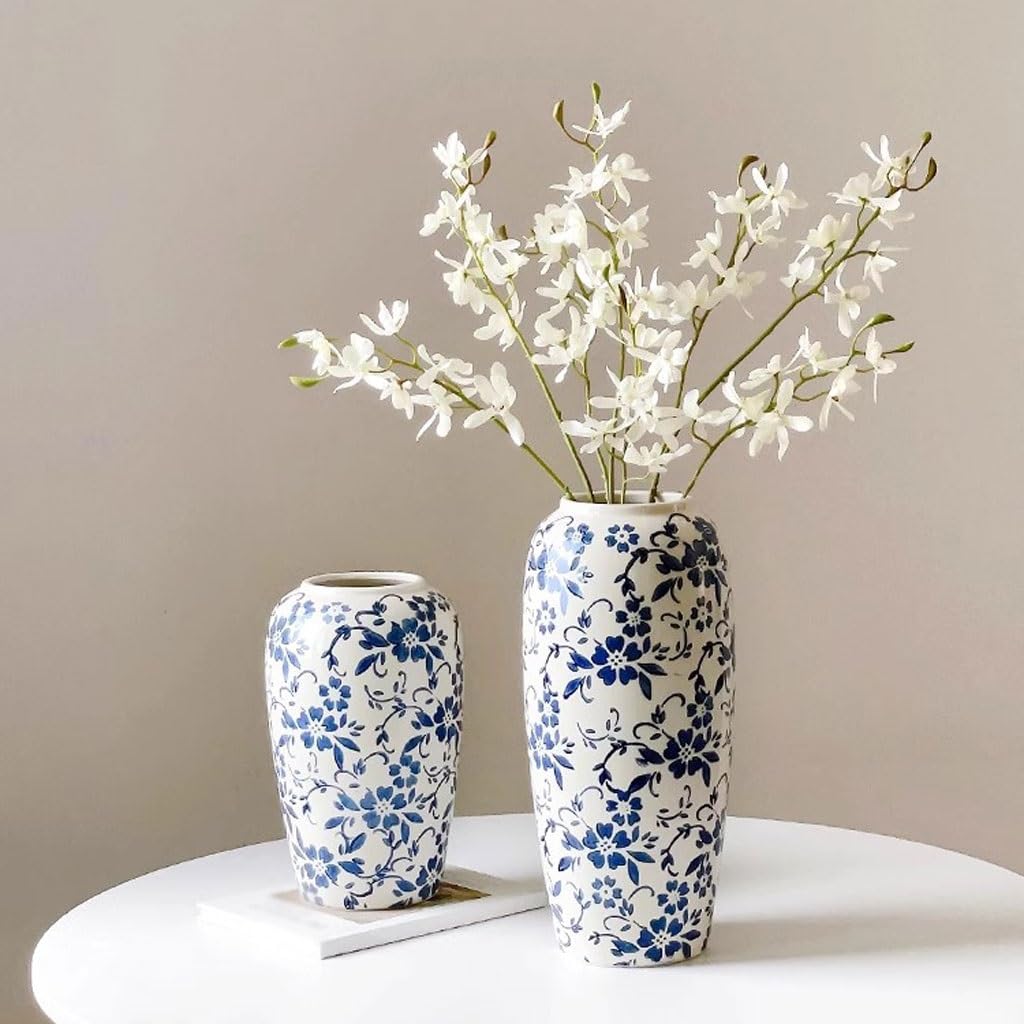 Vaso Ornamenti cinesi for la decorazione del soggiorno con vaso in ceramica in porcellana retrò blu e bianca Vaso In Ceramica(S)