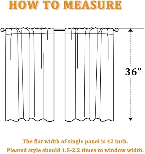 Miniatura 8 de RYB HOME Cortinas opacas para dormitorio, oscurecimiento de habitación, tratamiento de ventana Privcay Farmhouse para cafetería, armario, sótano, 52