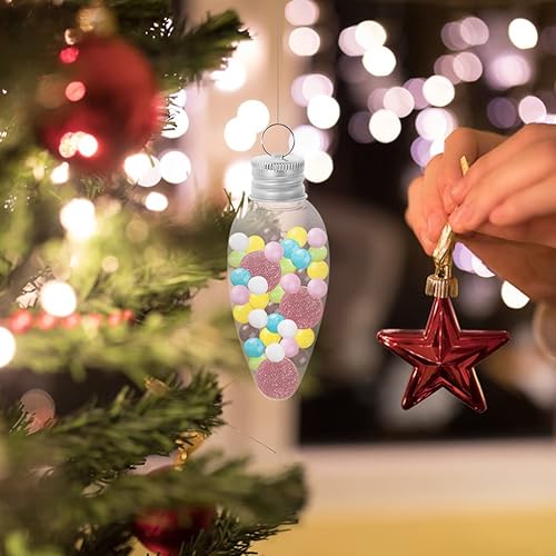 Miniatura 6 de 20 adornos de Navidad rellenables con forma de bombilla transparente, adornos con tapas de botella de rosca para Navidad, manualidades, jugo de