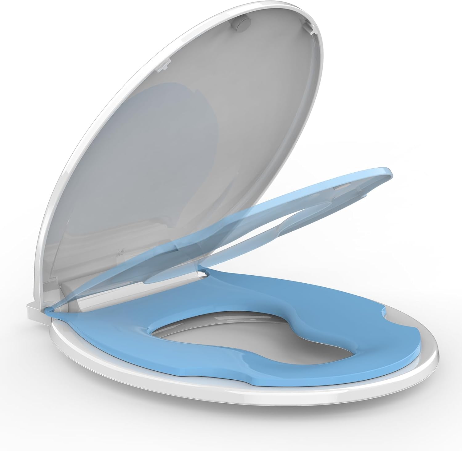 Toilet Seat Round,Toilet Seat with Toddler Seat Built in, Potty Training Toilet Seat Round Fits Both Adult and Child, with Soft Close, Easy Install and Clean - Round White and Blue