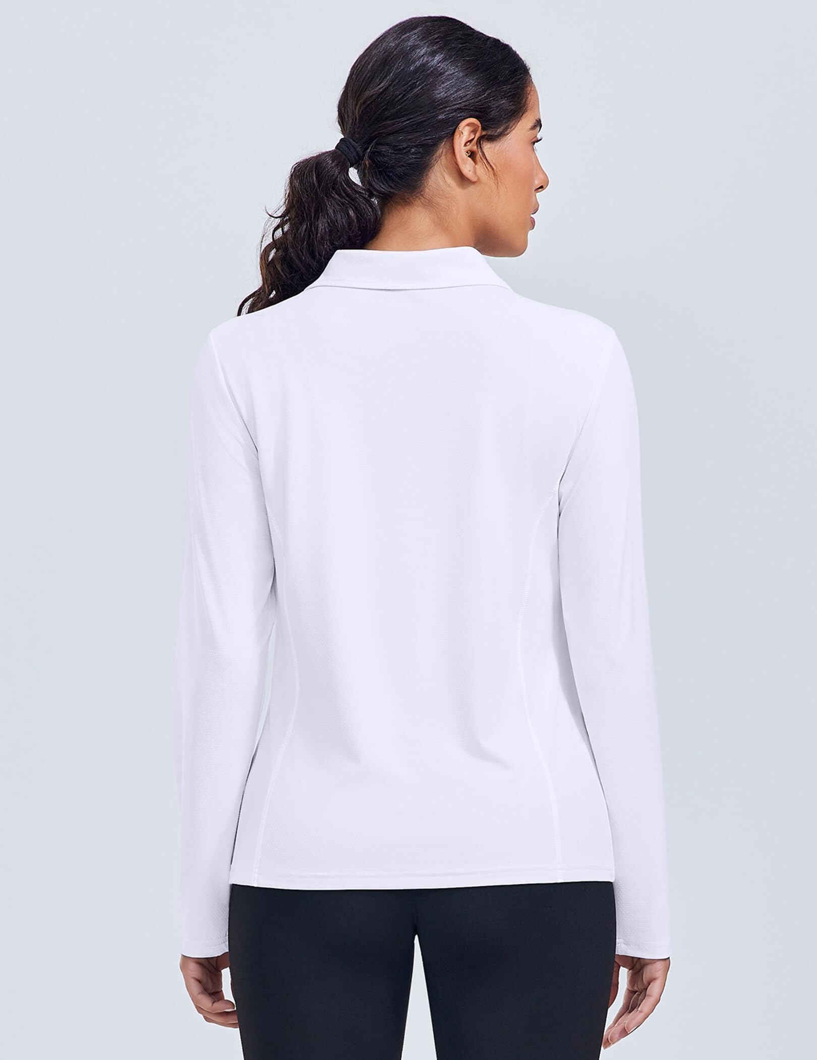 PINSPARK Polo De Manga Larga con Cuello En V para Mujer Protección Solar UPF 50 Secado Rápido Transpirable Ideal para Gimnasio Correr Fitness Golf Senderismo Y Actividades Deportivas