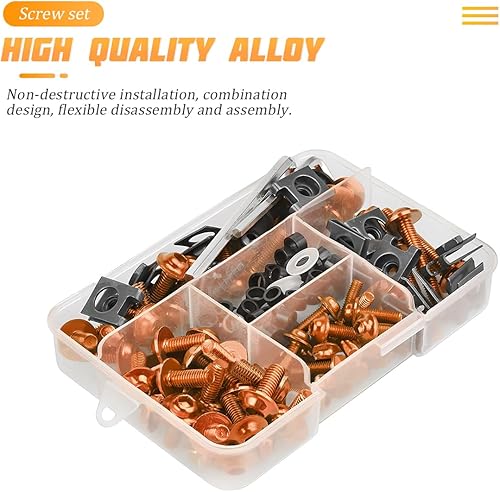 Miniatura 3 de AICEL 177 piezas de kit de pernos para carenado de motocicleta, juego de tuercas y clips de pernos coloridos, tornillos de aluminio M5 M6 para