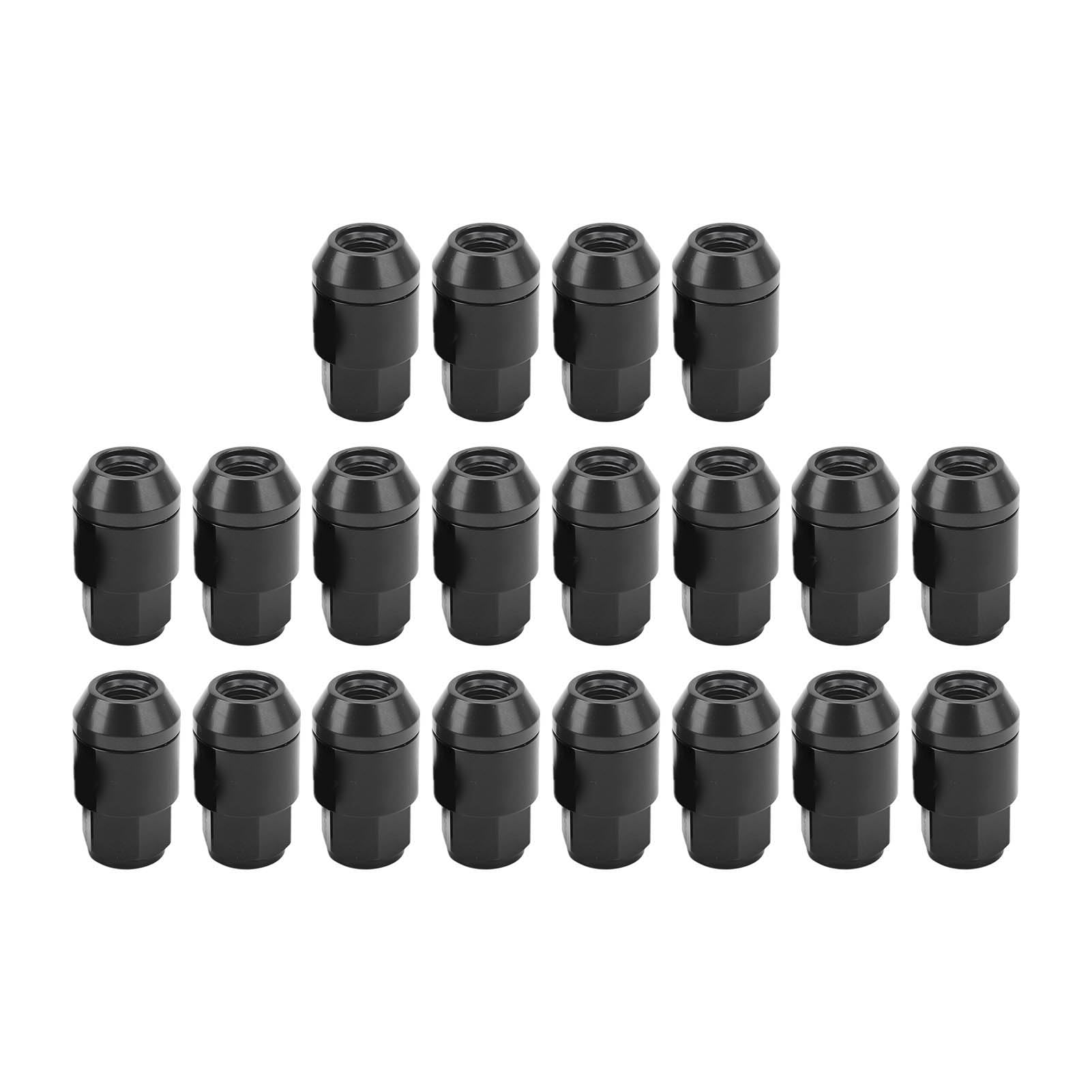 20er-Pack M12x1,5 Radmuttern, hochfeste Radmuttern, professioneller Spline-Radmuttern-Ersatz für die meisten Fahrzeuge, 19 mm L42 mm (Schwarz)