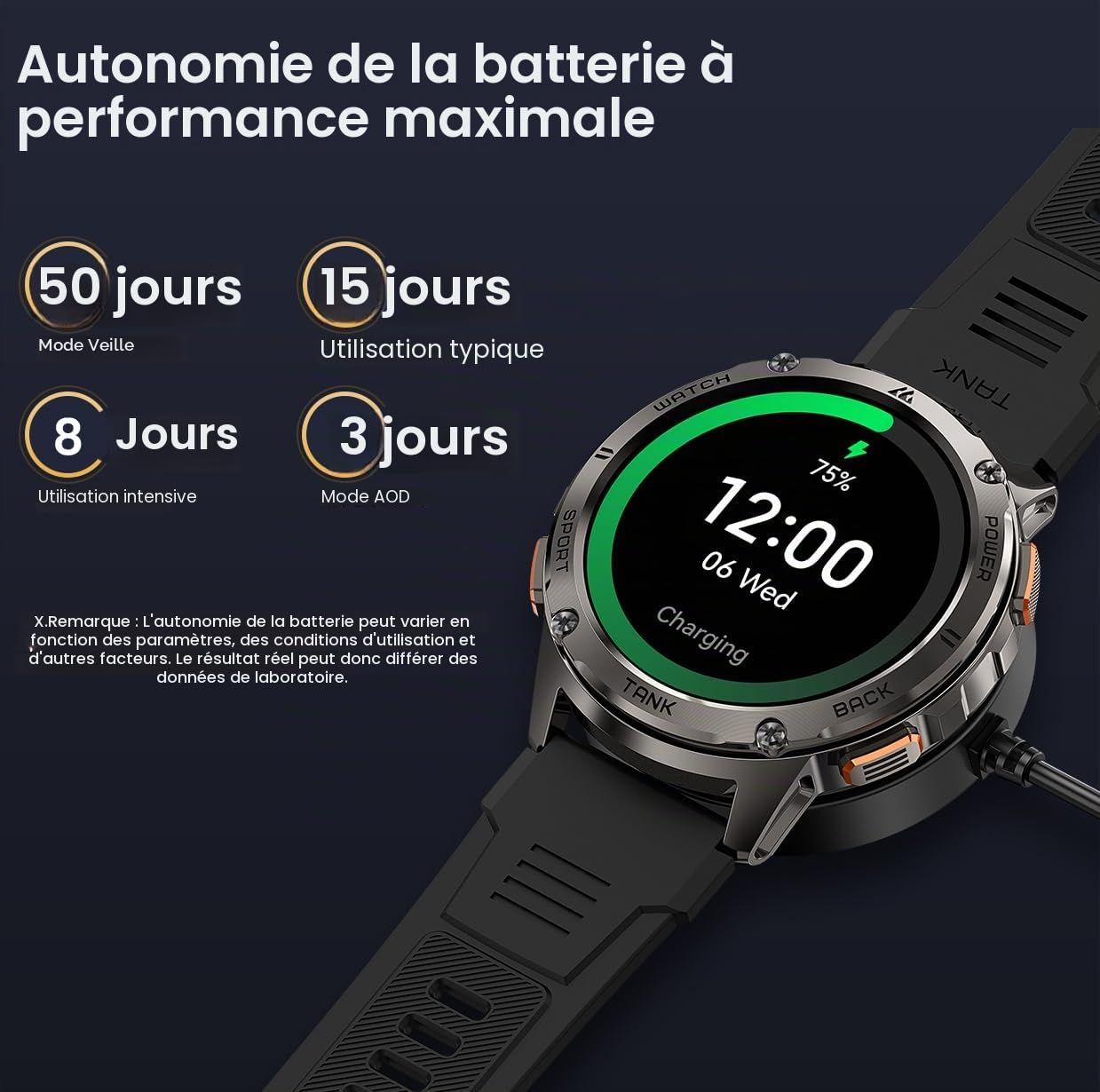 KOSPET Tank T3 Montre Connectée Homme, Boîtier Robuste en Acier Inoxydable | Batterie de Grande, 5 ATM Étanche, IP69K, Suivi du Sommeil et Fréquence Cardiaque, Appel Bluetooth, Boussole et Altimètre