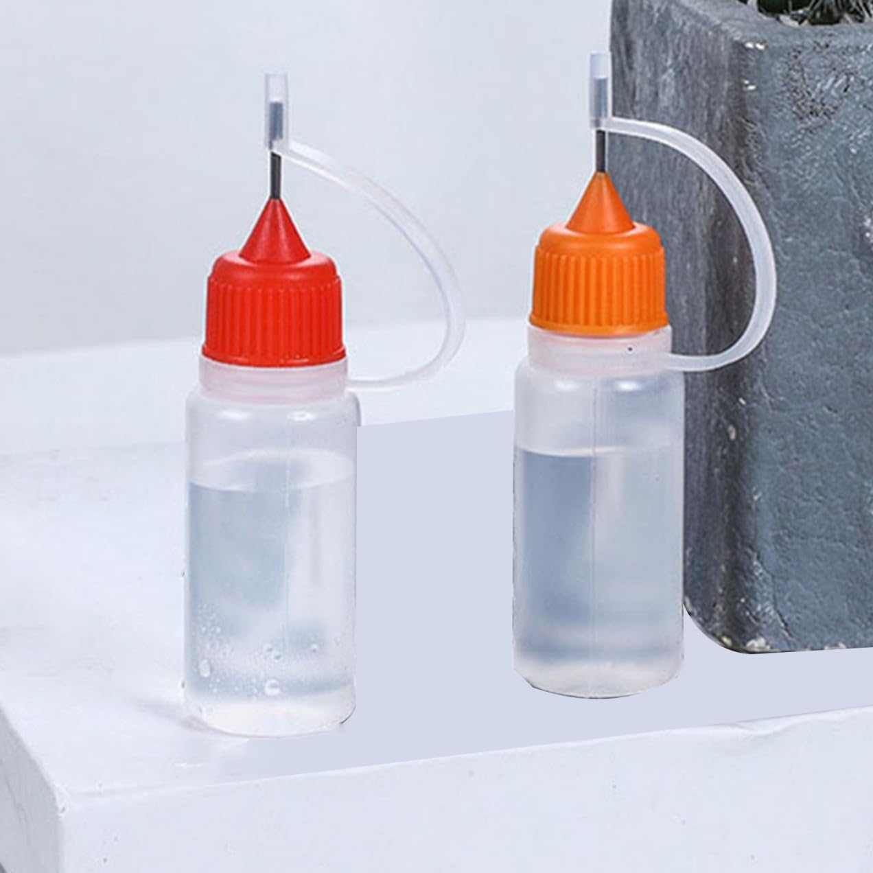 Zerodeko 20pcs 30ml Needle Tip Refillable Squeeze Bottles with Lids, Semi- Plastic Liquid Glue Applicator Bottles for Precision Dispensing and Craft Use Random Color