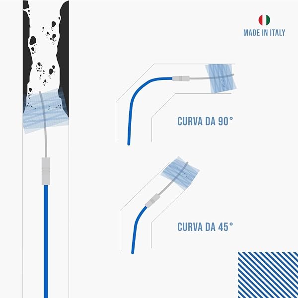 BARETTO FLEX | Kit Pulizia Stufa a Pellet | Canna Fumaria Ø 80 + 100 mm | Lunghezza 3 m | 2 Spazzole Snodate | Attacco M12 - 5