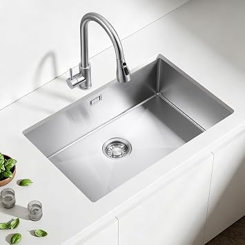 Undermount Stainless Steel Kitchen Sink with Waste Kit Silver 70×45 cm