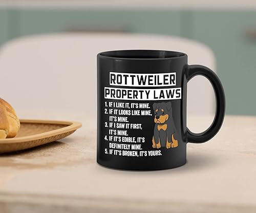 Miniatura 2 de Rottweiler Property Laws - Taza de cerámica de 11 onzas, divertida taza de té y café para perros Rottweiler, decoración de oficina para el hogar,