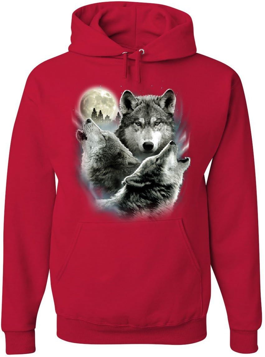 Tee Hunt Howling Wolf Pack Hoodie Wild Wilderness Animals Nature Moon Sweatshirt