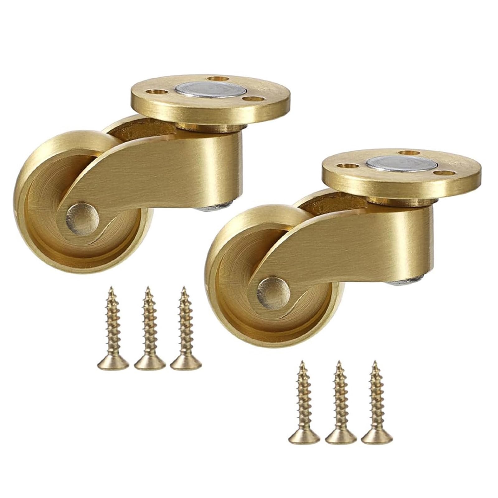 LIUZIKUN Pack of 2 Sturdy Brass Swivels Casters Portable 360 Degree Rotating Furniture Wheel for Chairs Cabinets Trunks Box