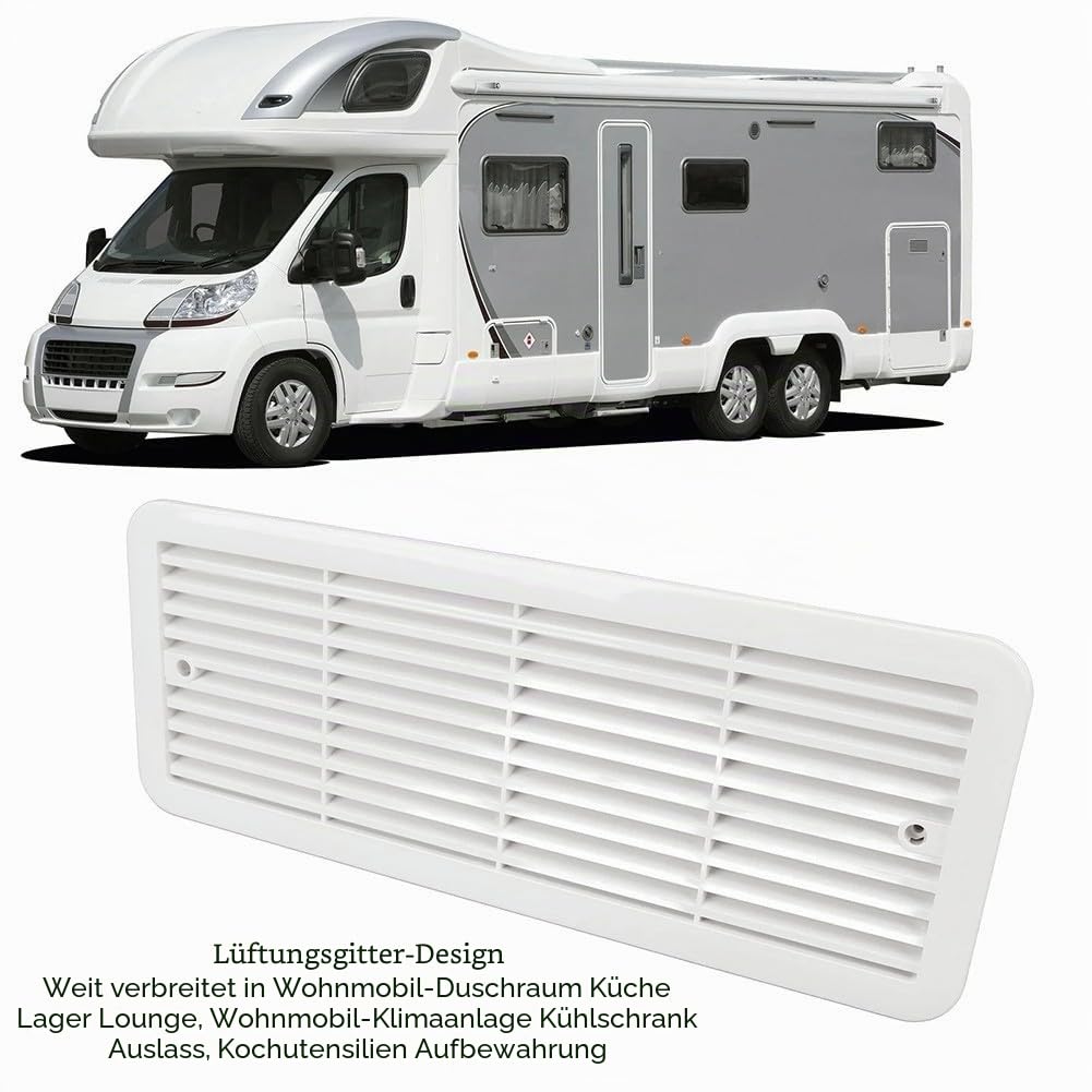 Ventilator für Wohnmobil-Kühlschrank mit 3 leisen Ventilatoren, ABS-Seitenlüftungsventilator mit Schutznetz, DC 6 W Kühlabluft für Wohnmobil-Kühlschrank, Küche, Dusche, Weiß (479 x 189 mm)