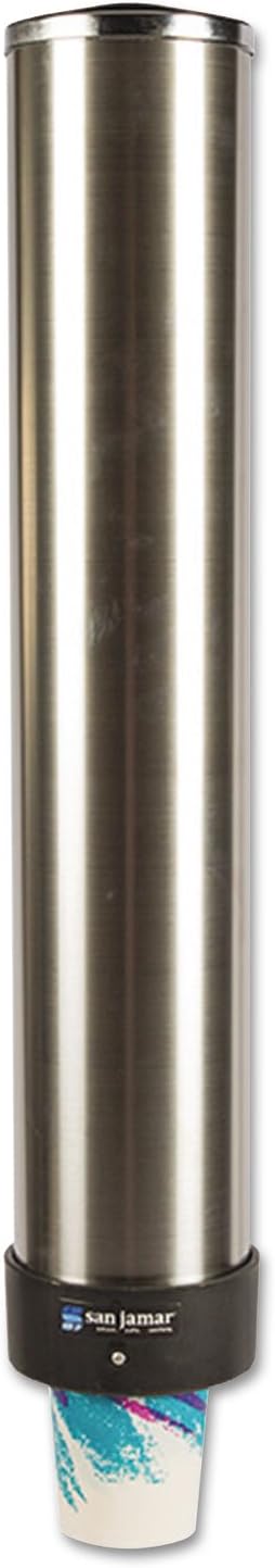 Wholesale CASE of 5 - San Jamar Pull-type Beverage Cup Dispenser-Cup Dispenser, Adjustable, 12 to 24 oz., Stainless Steel