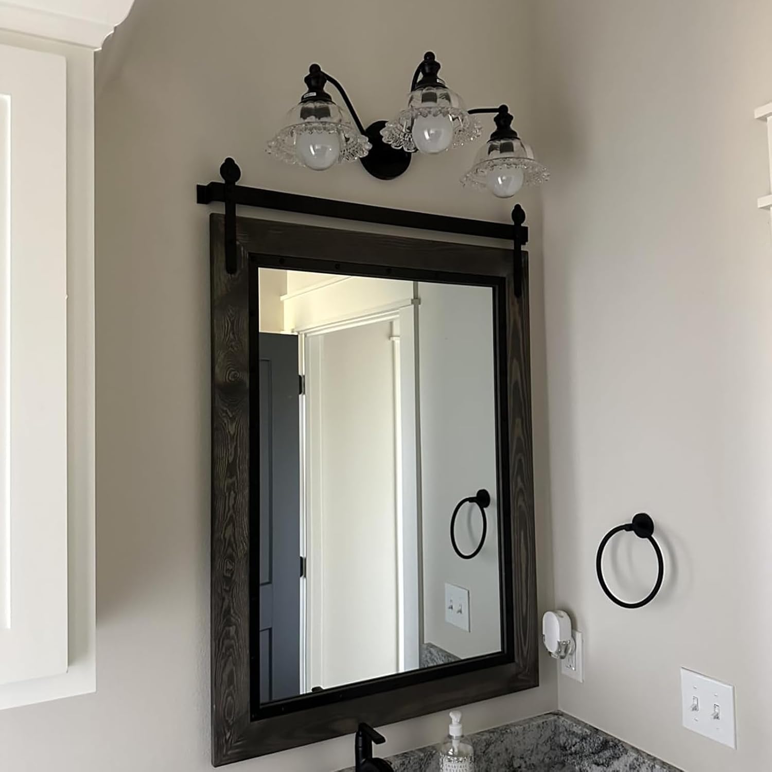 XIEDUN Farmhouse Vanity Lights for Bathroom Light Fixtures Black Vanity Lights 3 Light Bathroom Light Fixtures