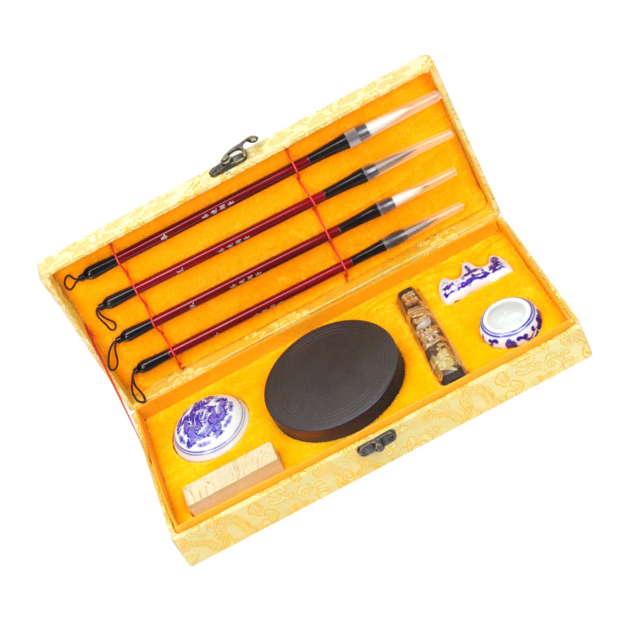 EXCEART Set di Pennelli per Calligrafia Cinese Pennello per Scrittura per Principianti Kit di Four Treasures Pennello per Scrittura Calligrafica Inchiostro in Stick Carta