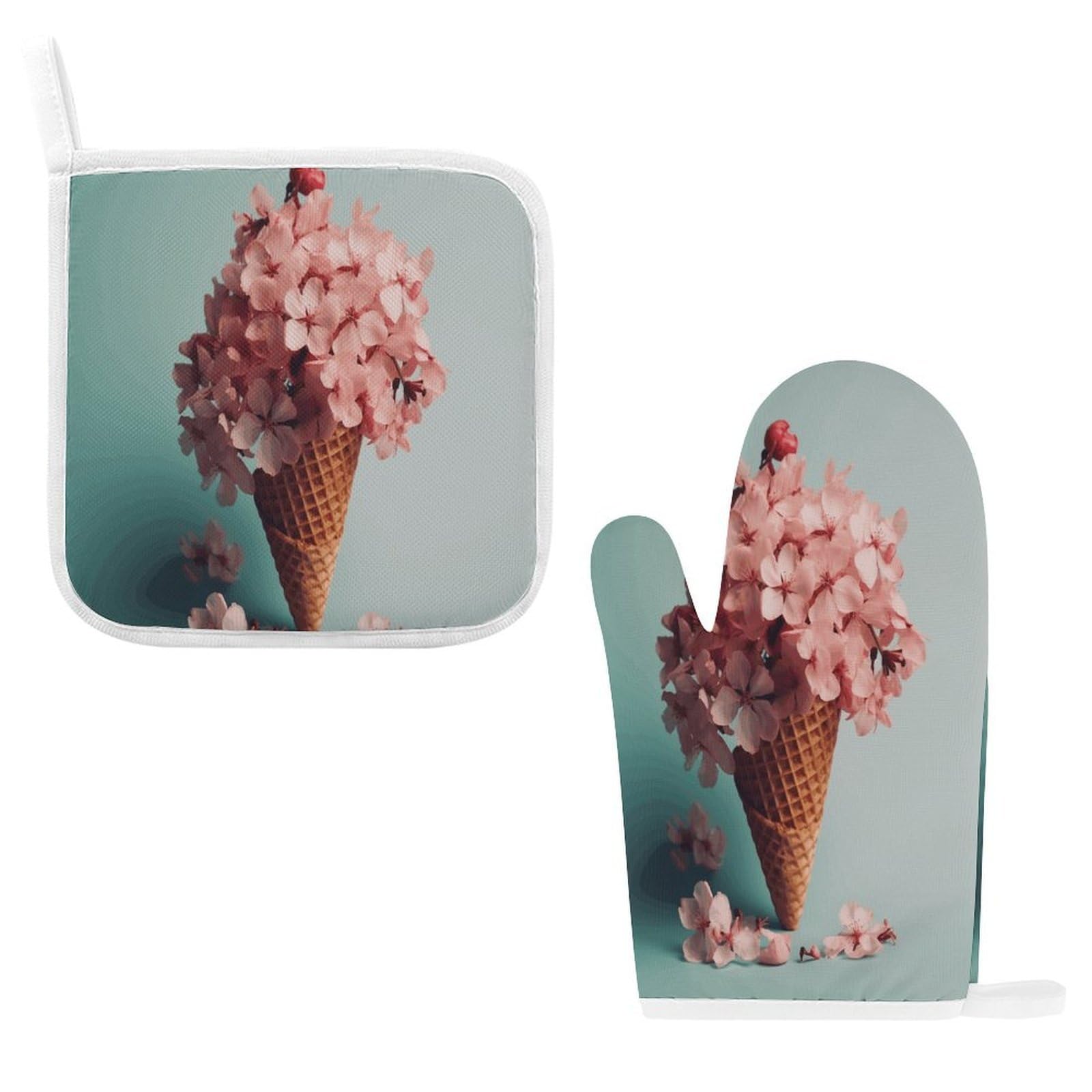 Fodpand Style Flowers On Waffles Oven Mitts And Pot Holders Sets