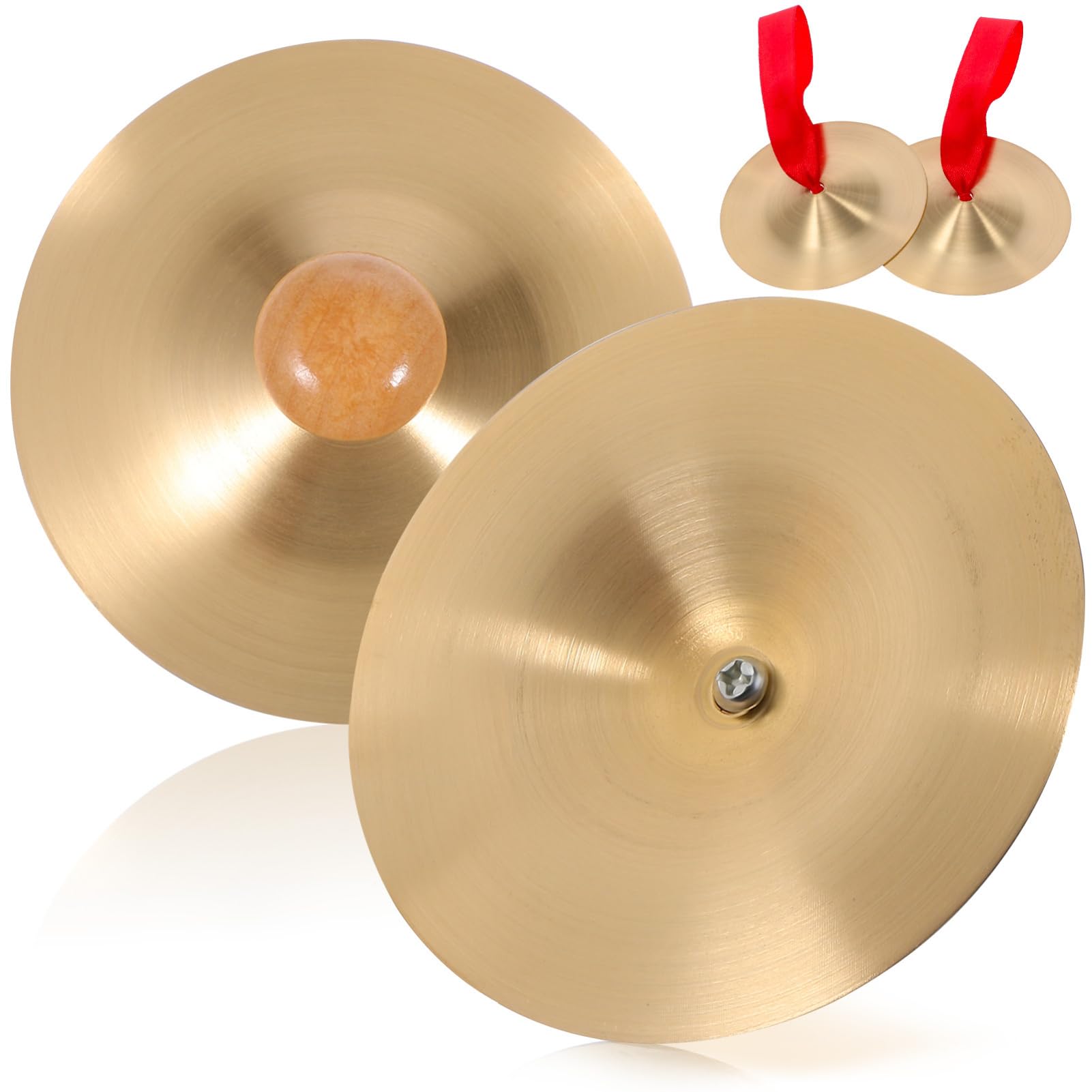 Toddmomy 2Pairs Finger Cymbals with Wooden Handles for Lovers Hand Cymbals for Dancer Parties Zills Musical Instruments for Performance and Festivals