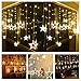 Twinkle Star 12 Stars 138 LED Curtain String Lights, Window Curtain Lights with 8 Flashing Modes Ramadan Decoration for Christmas, Wedding, Party, Home Decorations,Warm White