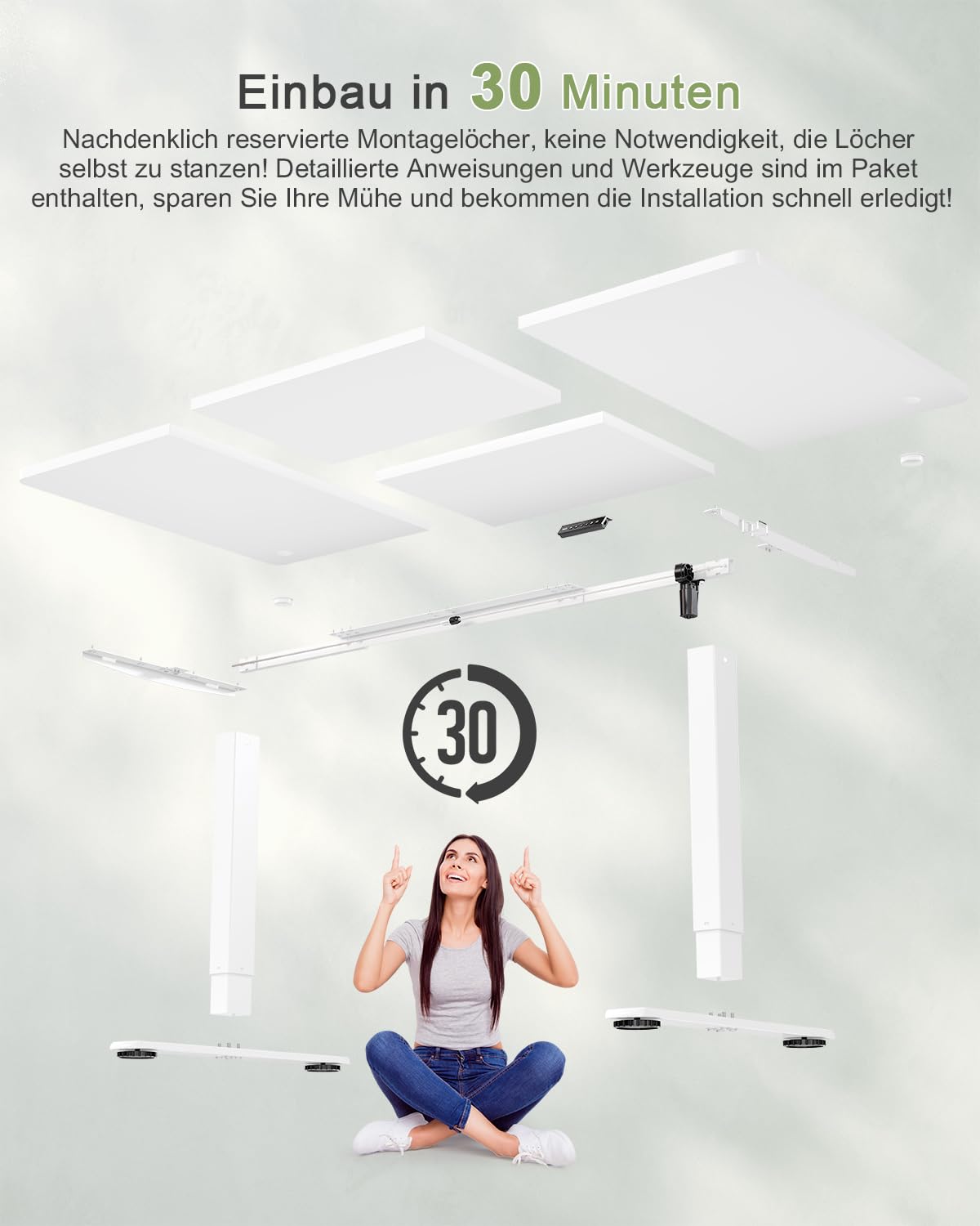 Jummico Höhenverstellbarer Schreibtisch mit USB-Ladeanschluss – Bild 8