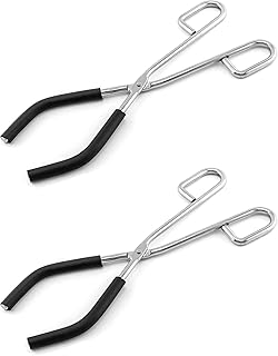 QWORK Beaker Tongs, 2 Pack, Chrome-Plated Iron, Rubber Coated Ends, for 50mL - 2000mL Capacity Beaker