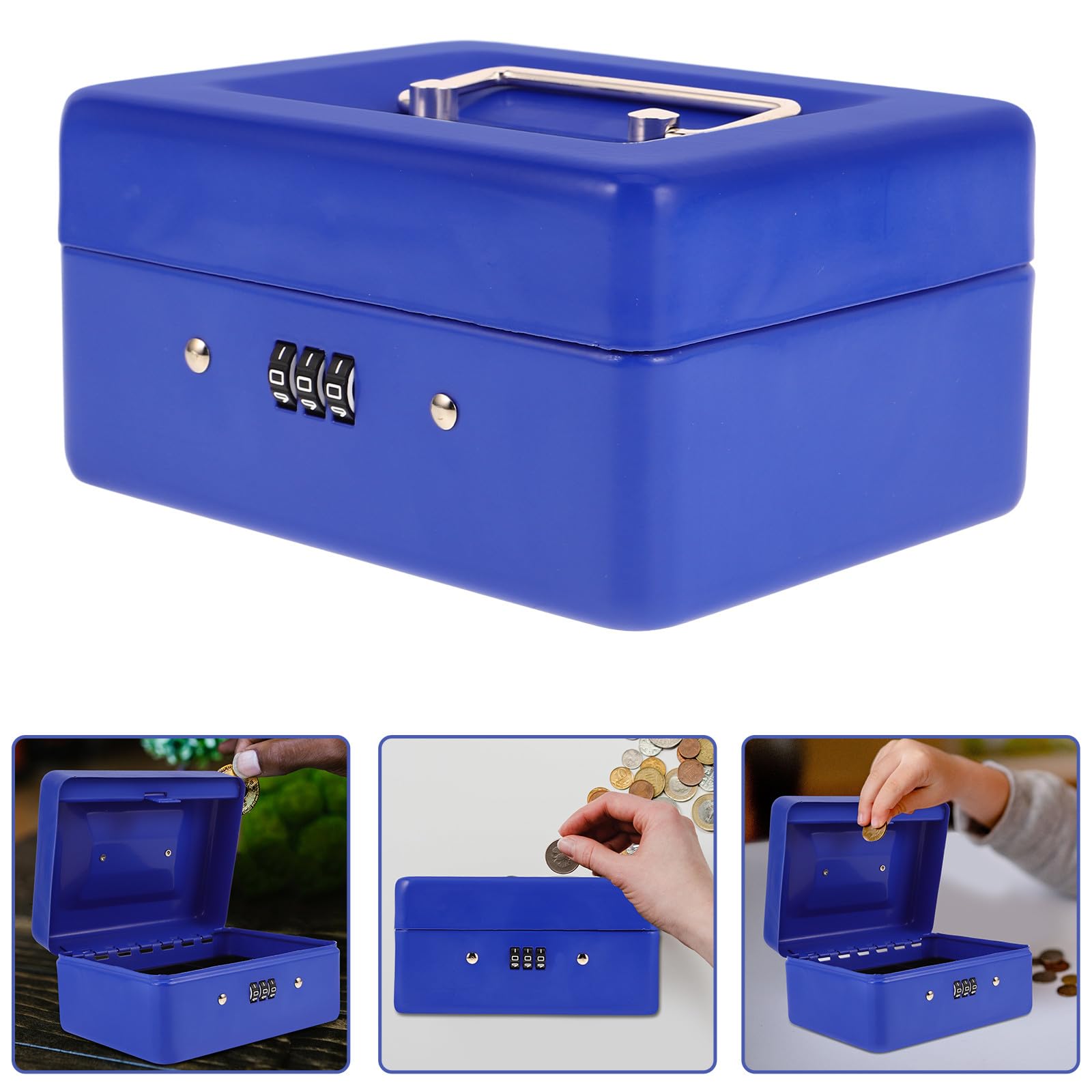Cassetta portavalori portatile in metallo con serratura a combinazione, 14,7 cm, per monete e banconote, scatola di risparmio con rt sicuro denaro rimovibile Sto Solut