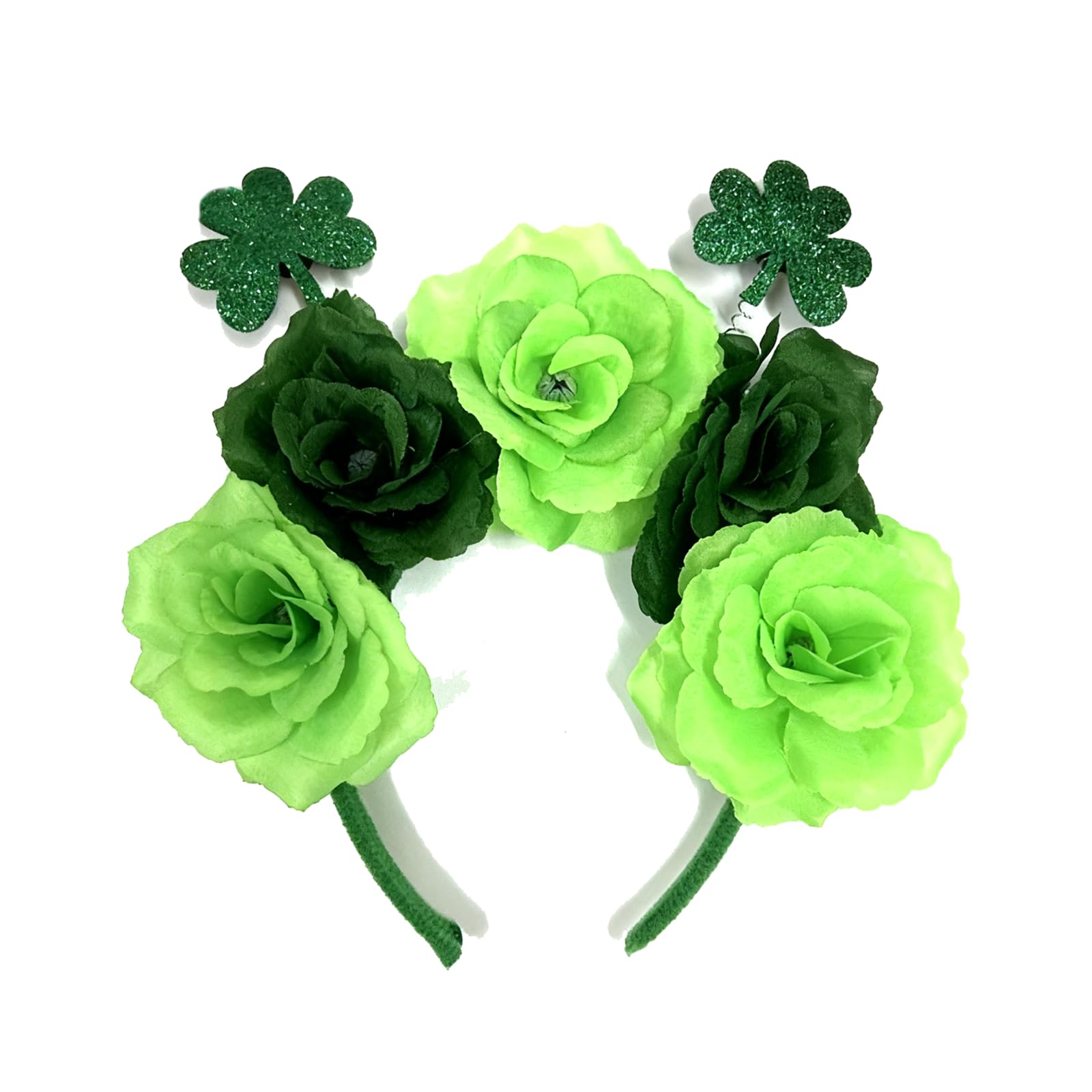 Riewy 1 Pcs St Patricks Day Headband Decorations,St Patricks Day Accessories Saint Patrick's Day Fancy Dress Green Flower Shamrock Headband for Women's Party Costume Headwear Hair Accessories Gifts
