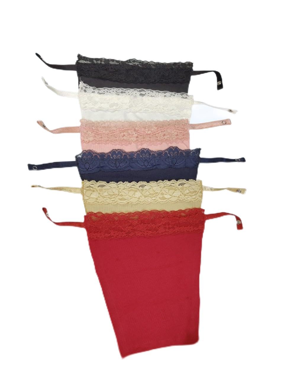 finesse miracle cami Finesse Miracle Cotton Clip-on Mock Camisole, Deep Neck Cleavage Cover, Set of 6 Colours, One Size-picture-43