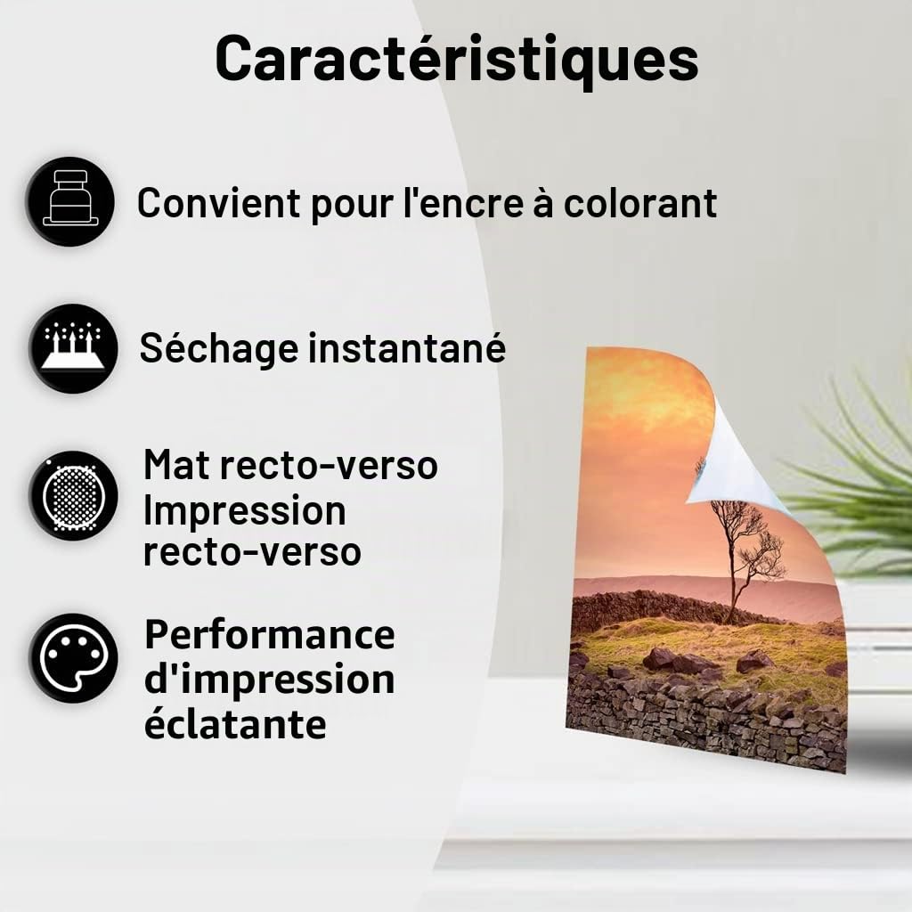 épais A3 Plus A3+ 13 x 19 double face mat – Papier photo 260 g/m² 60 feuilles de papier jet d'encre imprimable pour menu, calendrier imprimable à jet d'encre