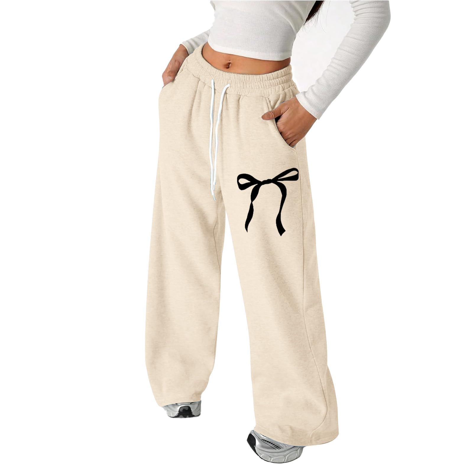Pantalon jambes droites fille style baggy avec nœud et poches pratiques - 8