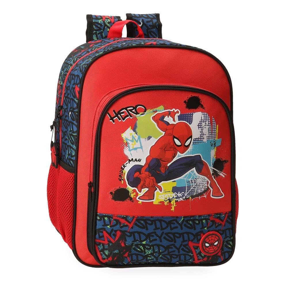 Joumma Marvel Spiderman Urban School Backpack Adaptable to Cart Red 30x40x13cm Polyester 15.6L, red, School Backpack Adaptable to Trolley