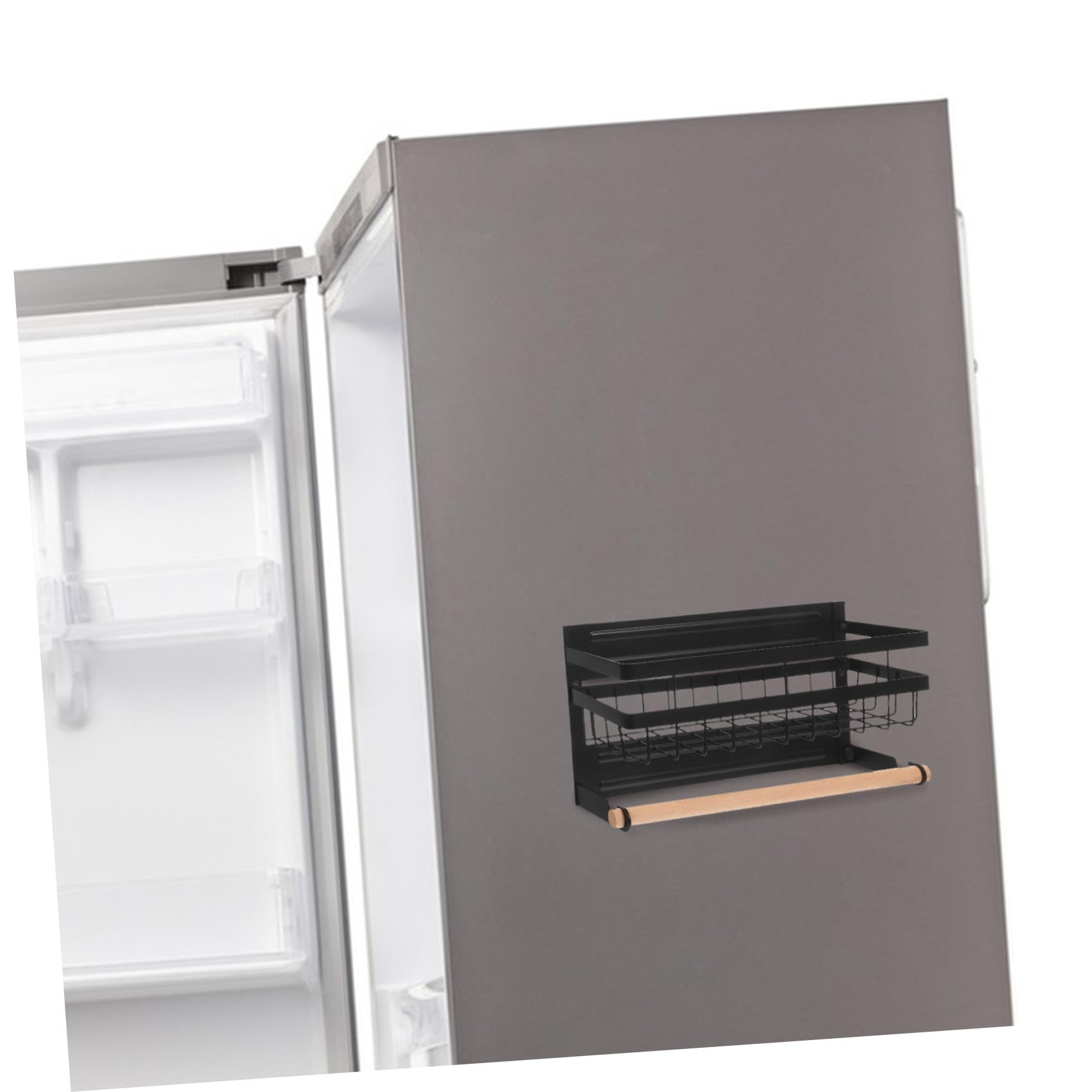 Magnetisches Gewürzregal mit Mehreren Ebenen für Kühlschrank, Schwarz