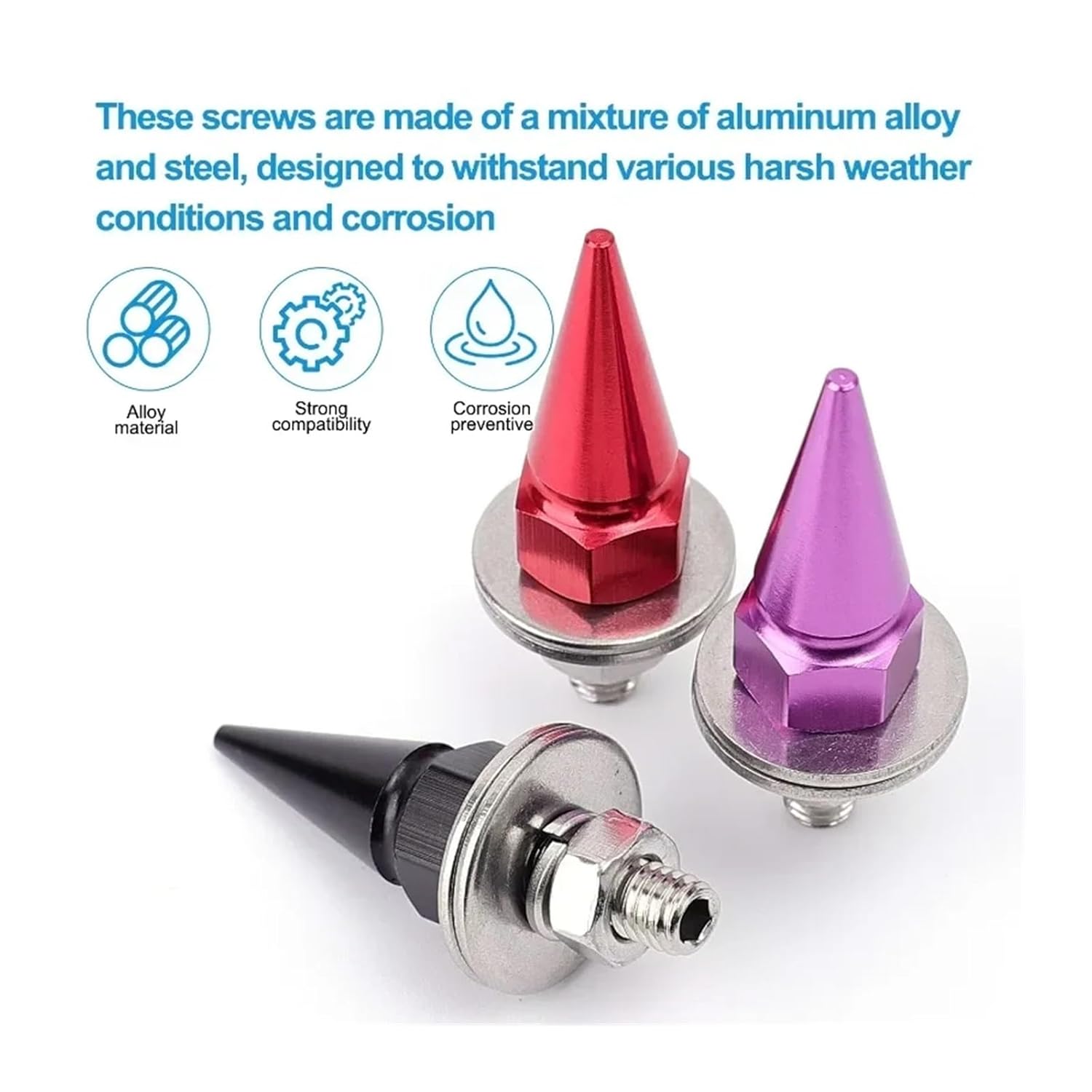 1/4Pcs M6 Threaded Tips Screw Car Modified Fasteners Washer Bumper Engine Screws Auto License Plate Aluminium Alloy Bolts(Purple,4pcs)