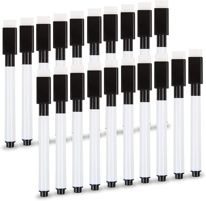 VEYLIN Whiteboard Pens, 20PCS Black Small Dry Wipe Whiteboard Marker