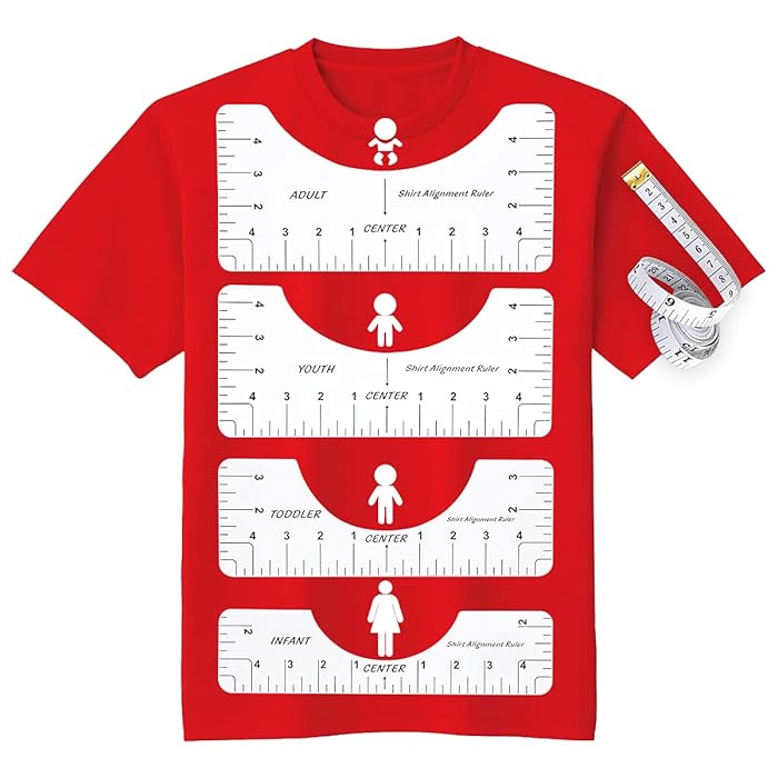 Buy 5 Pcs Tshirt Ruler Guide for Kids Adults, TShirt Alignment Tool to
