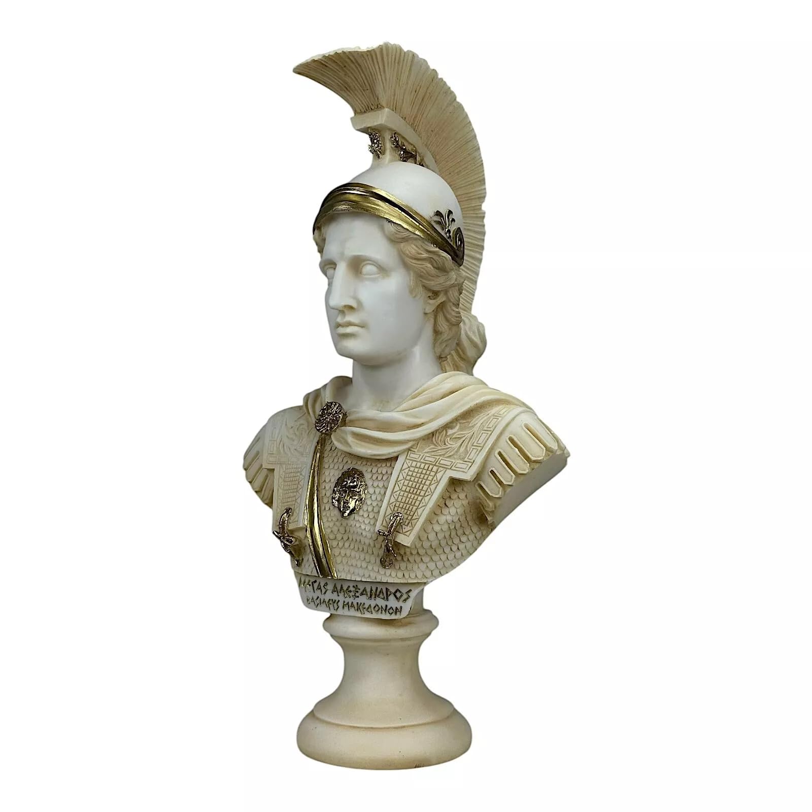 Aleksander Wielki Macedoński Król Popiersie Głowy Rzeźba Statua Patyna