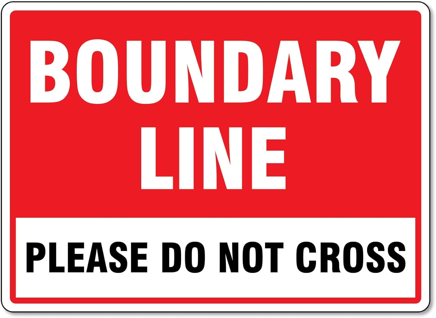 Boundary Forbidden Crossing Clear Warning Metal Sign, Simple Practical Safety Marker For Home Business Public Area, 8x12 Inch