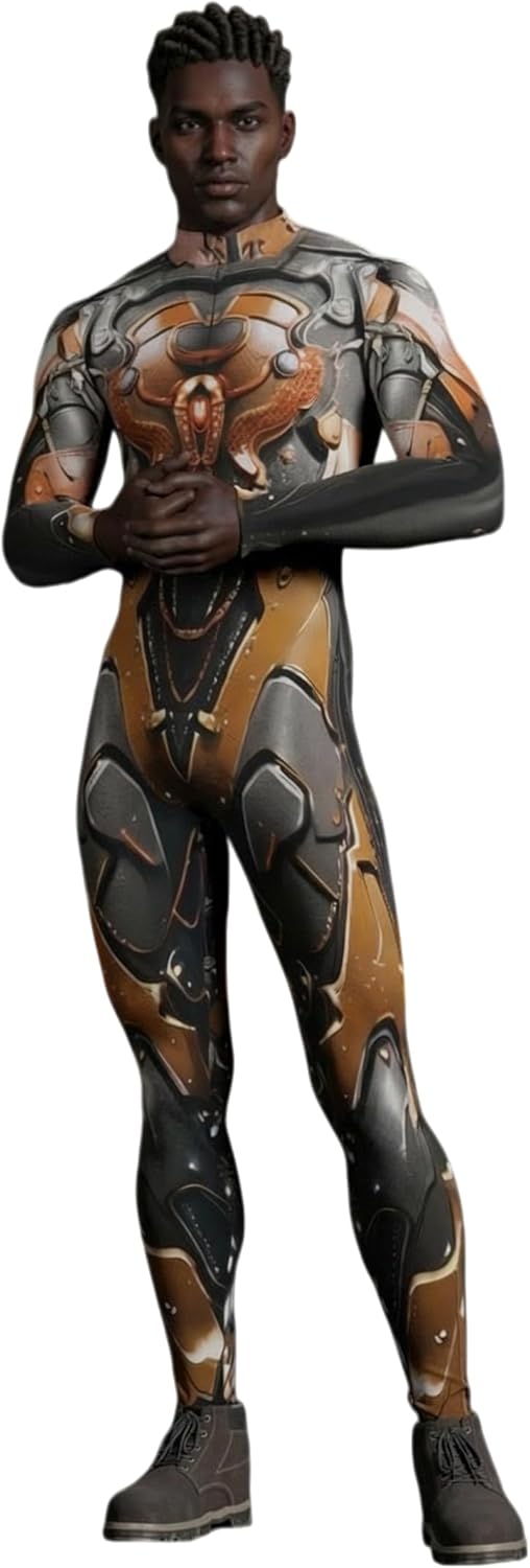 Hautico Futuristic Robot & Knight Costume for Men – Halloween Armor Superhero Bodysuit Outfit