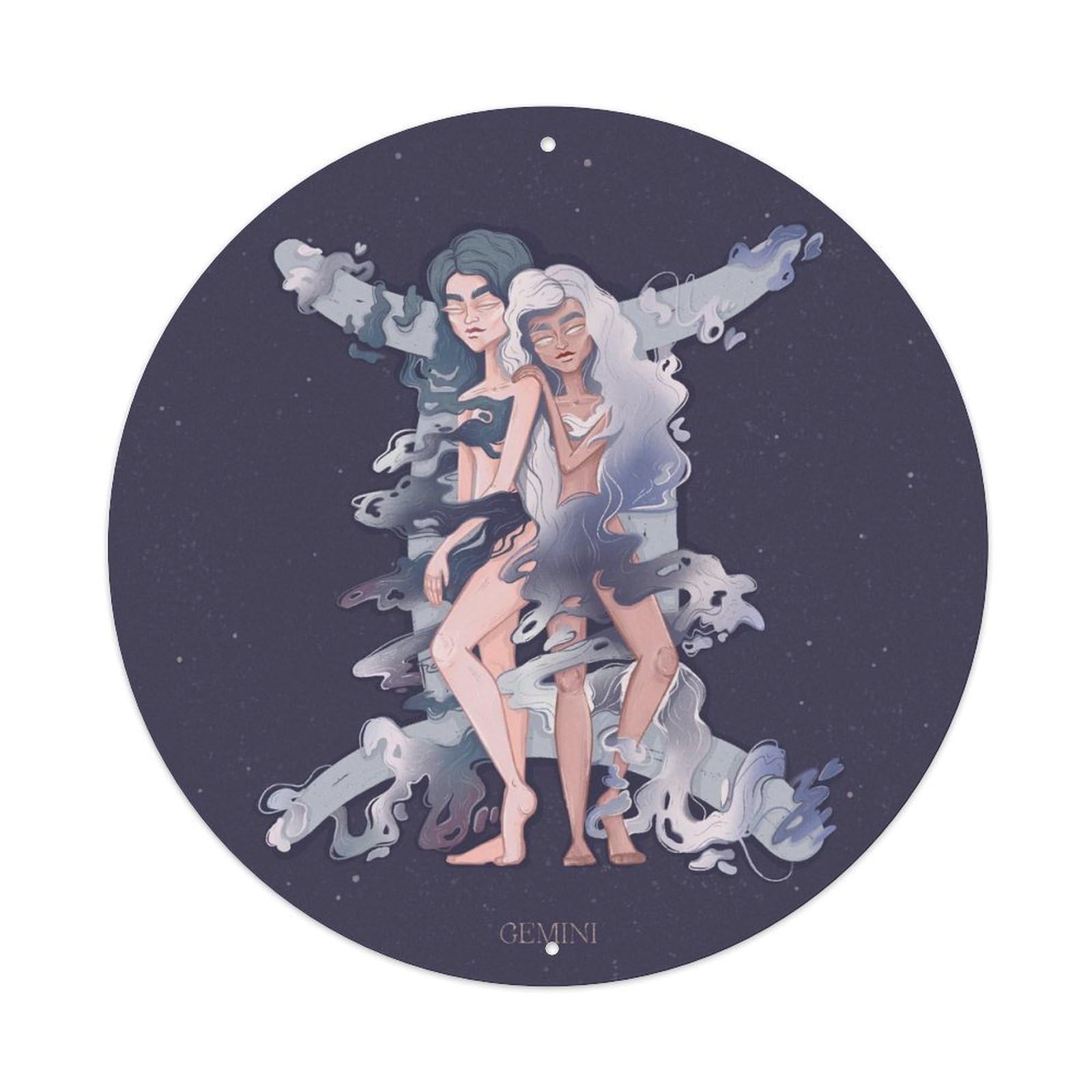 Twelve Zodiac Signs Beauty Poster Gemini Constellations Vintage Metal Tin Sign Plaque Wall Decor for Cafe, Club, Garden Round Metal Poster 8x8Inch