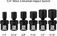 Vista 2 de MIXPOWER Juego de 6 piezas de enchufe de impacto universal poco profundo de 1/4" Drive SAE, 1/4" - 9/16", enchufe giratorio con oscilación flexible