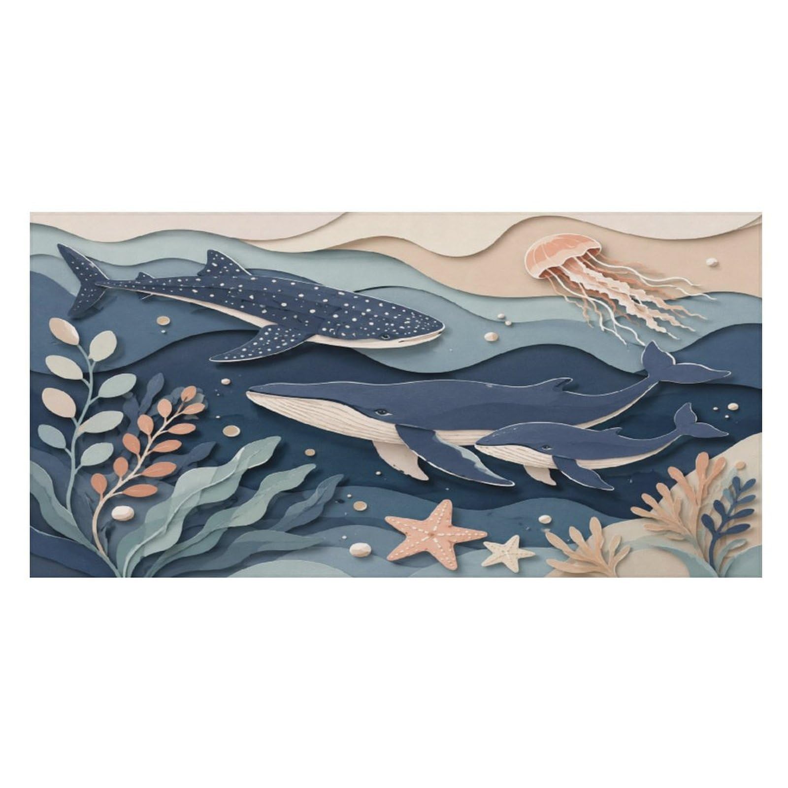 Anceky Whale Shark and Jellyfish Ocean Scene Oversized Beach Towel Quick Dry Sand Free Microfiber Travel Towel Lightweight Multi Purpose Beach Blanket Pool Gym Bath Towel 63x31 in