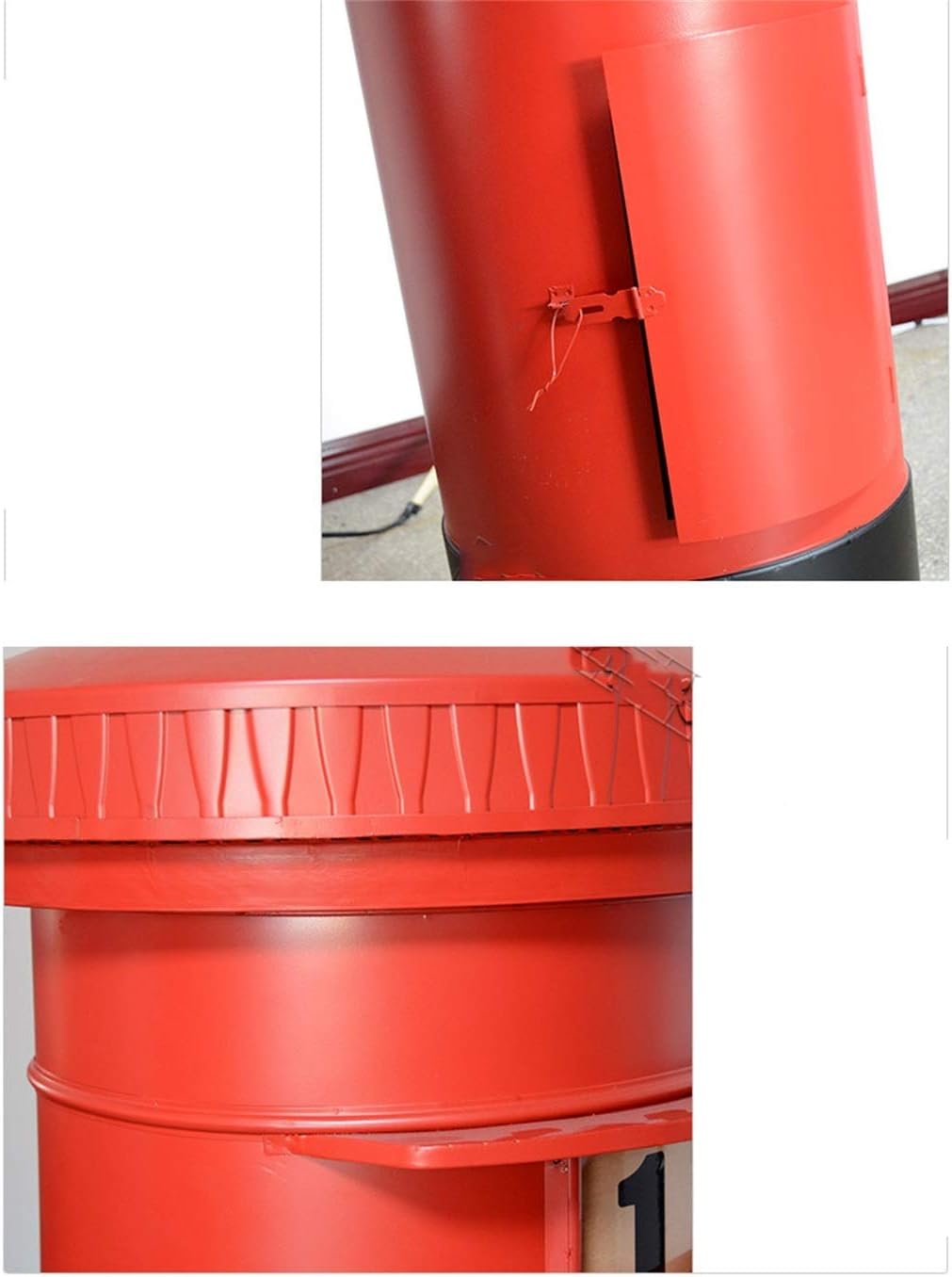 Mailbox, Waterproof Vertical Post Box House Decoration Metal Newspaper Magazine Security Letterboxes for Outside Wall, Wedding (Color : Red, Size : Height 120cm)