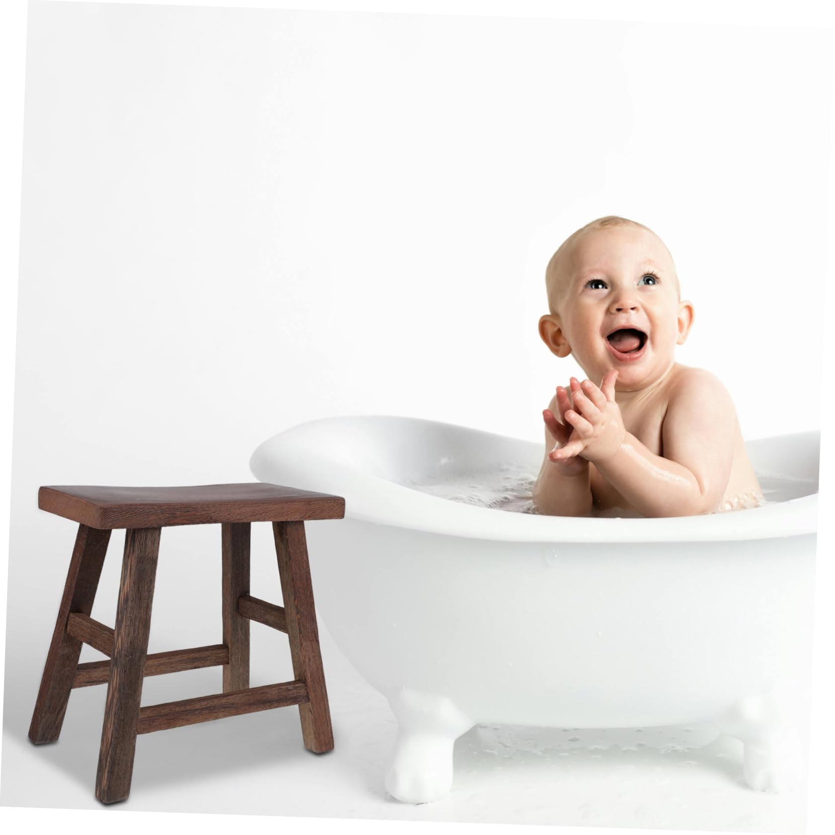 Taburete Infantil De Madera Maciza 28 Cm Taburete Pequeño para Niños Banco Multifuncional para Baño y Sala De Estar Asiento Resistente y Portátil para Niños De Cocina