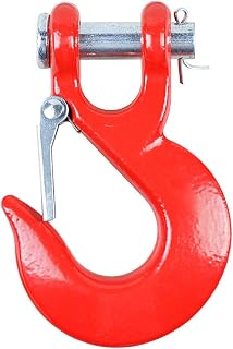 Astra Depot Forged Steel 3/8" 1/2" Synthetic Rope Grade 70 Safety Latch RED Clevis Slip Winch Cable Hook Max 35,000 lbs