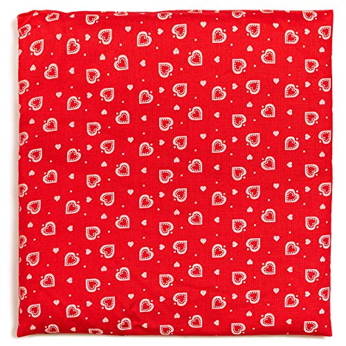 Cojín de huesos de cereza (19 x 19 cm), diseño de corazones, color rojo
