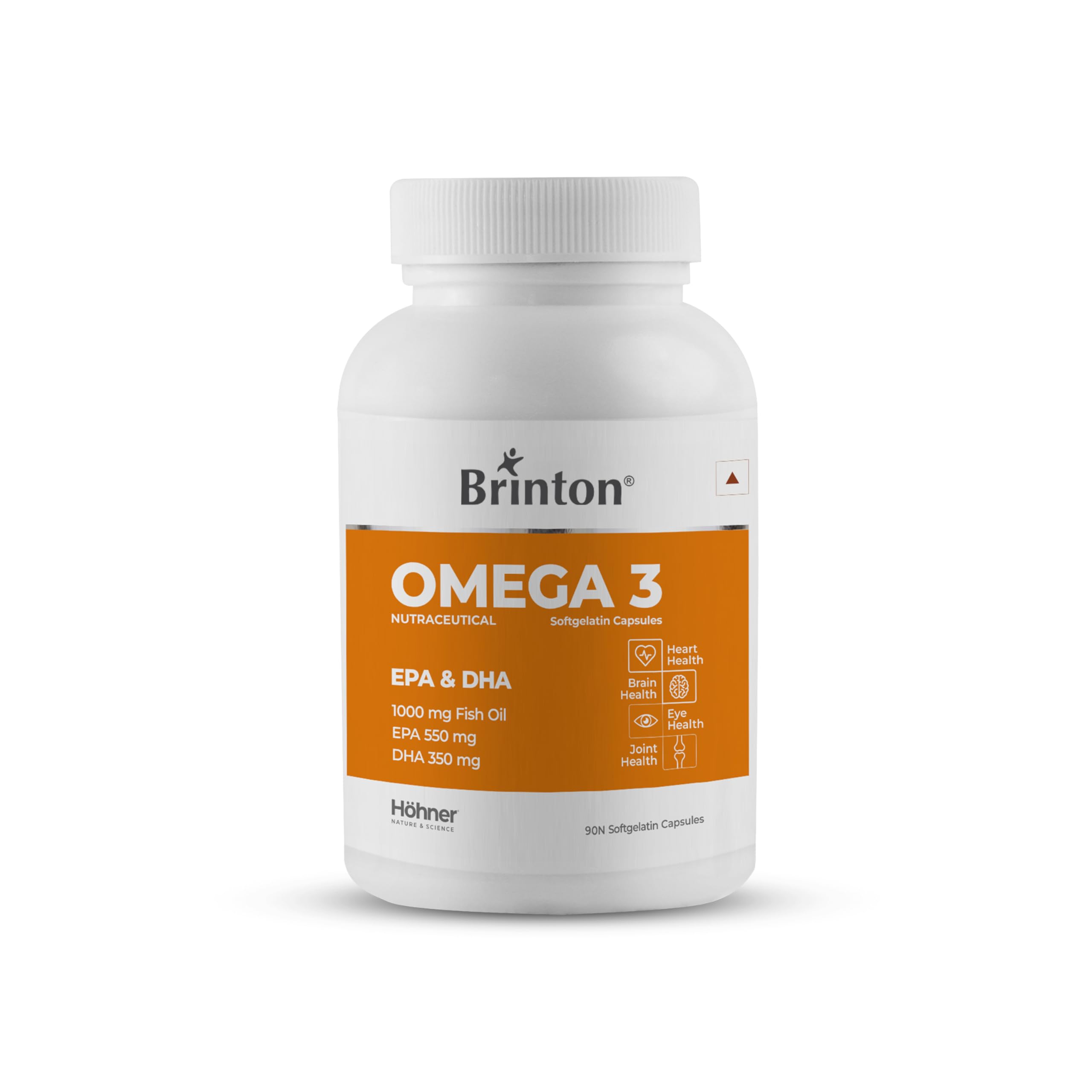 Brinton Omega 3 Fish Oil Triple Strength with 1000mg, 550mg EPA & 350mg DHA for Heart, Eye, Brain & Joint Health | For Men & Women - 90 Capsules (B0CQK4H884) Amazon Price History, Amazon Price Tracker