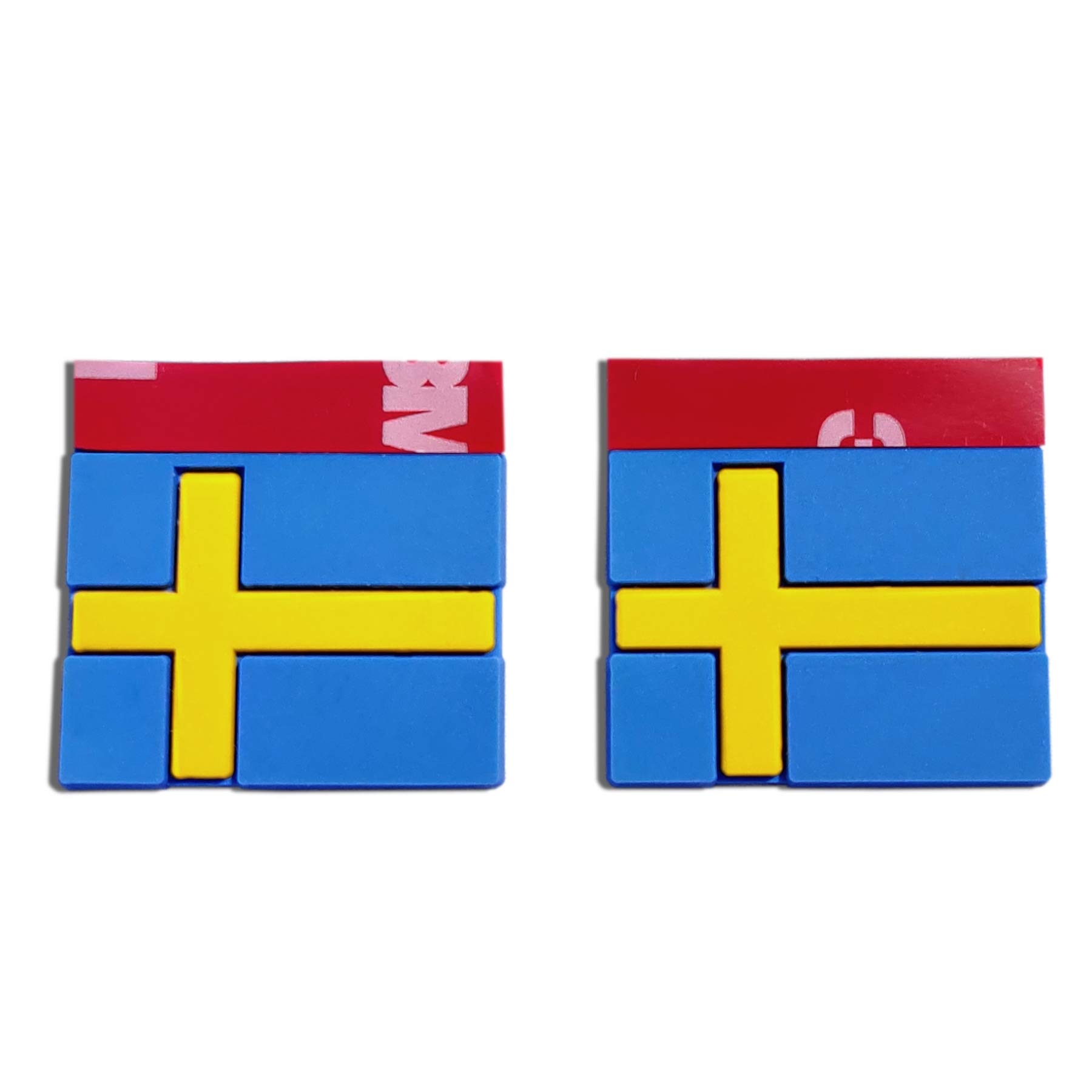Gummianhänger für Saab und Volvo mit schwedischer Flagge, 2 Stück