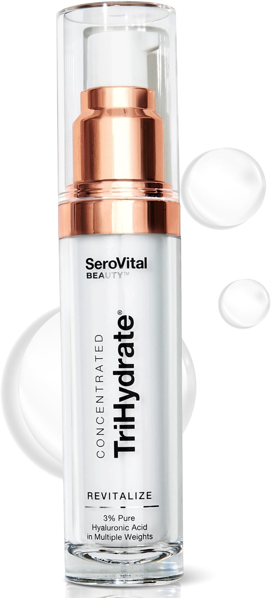 SeroVital Beauty TriHydrate Concentrate – 3% Multi-Molecular Hyaluronic Acid Serum for Deep Hydration, Visible Plumping & Firming – Fragrance-Free Daily Hydrating Face Serum - 1 fl oz