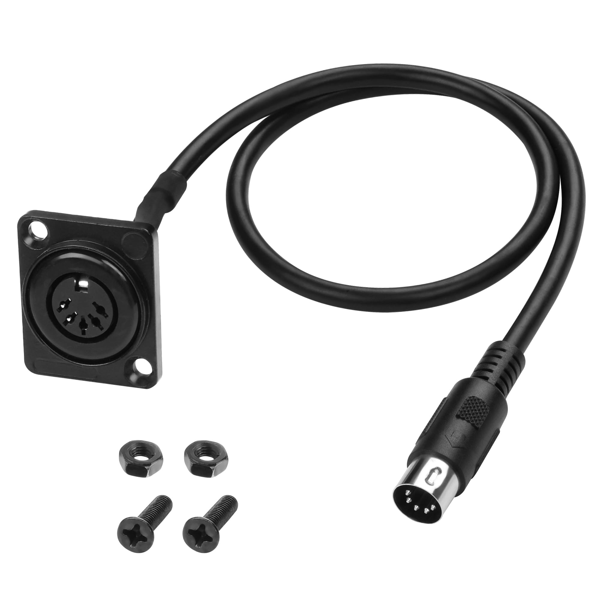 MEIRIYFA Câble d'extension MIDI DIN 5 broches - Type D - Support de panneau DIN 5 broches vers femelle - Pour synthétiseur clavier, orgue, piano électrique, guitare MIDI - 53 cm